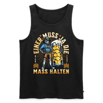 EINER MUSS JA DIE MASS HALTEN - Männer Premium Bio Tank Top - Schwarz - Vorne - AI Model Male 178 light (178cm)