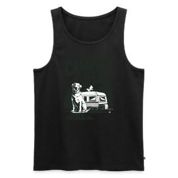 Camping ist besser mit Hund - Männer Premium Bio Tank Top - Schwarz - Vorne - Michal (187cm)