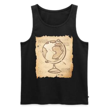 Geography - Vintage Globe & Pointer - Men's Premium Organic Tank Top - black - Front - AI Model Male 178 light (178cm)