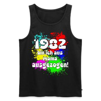 1982 bin ich aus meiner Mama ausgeszogen - Männer Premium Bio Tank Top - Schwarz - Vorne - Michal (187cm)