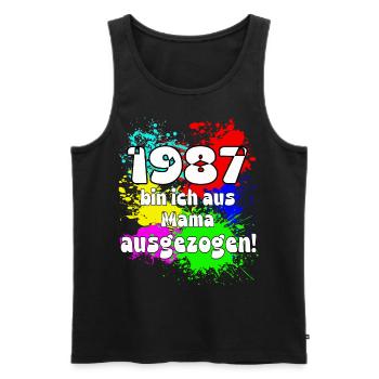 1987 bin ich aus meiner Mama ausgeszogen - Männer Premium Bio Tank Top - Schwarz - Vorne - Michal (187cm)