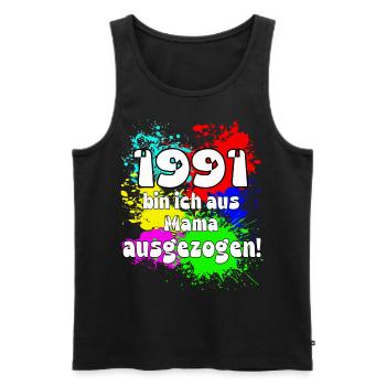 1991 bin ich aus meiner Mama ausgeszogen - Männer Premium Bio Tank Top - Schwarz - Vorne - Michal (187cm)