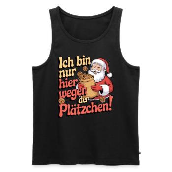 Ich bin nur hier wegen der Plätzchen - Männer Premium Bio Tank Top - Schwarz - Vorne - Michal (187cm)