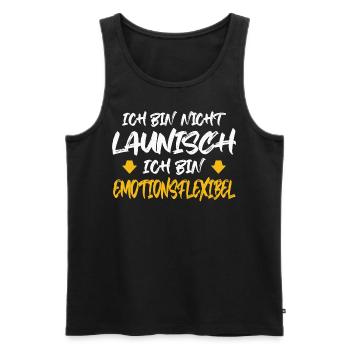 ICH BIN NICHT LAUNISCH ICH BIN EMOTIONSFLEXIBEL - Männer Premium Bio Tank Top - Schwarz - Vorne - Michal (187cm)