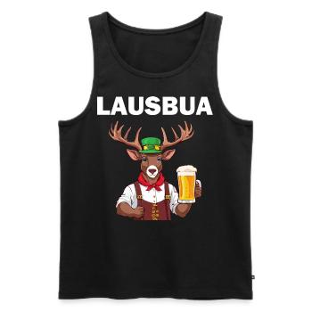 Lausbua Lederhose Hirsch Tracht Trachten Ersatz - Männer Premium Bio Tank Top - Schwarz - Vorne - AI Model Male 178 light (178cm)