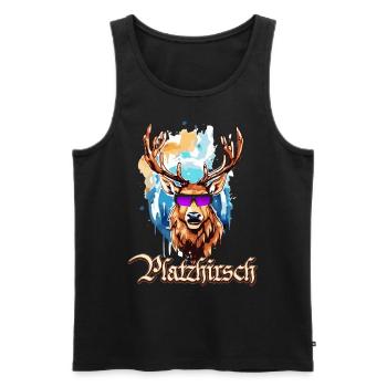 Platzhirsch JGA Tracht Lederhosn wandern Geweih - Männer Premium Bio Tank Top - Schwarz - Vorne - Michal (187cm)