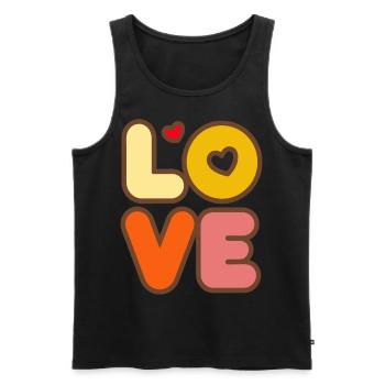 Signe de paix Amour des années 60 des années 70 Costume Groovy Hippie - Débardeur bio Premium Homme - noir - Devant - Michal (187cm)