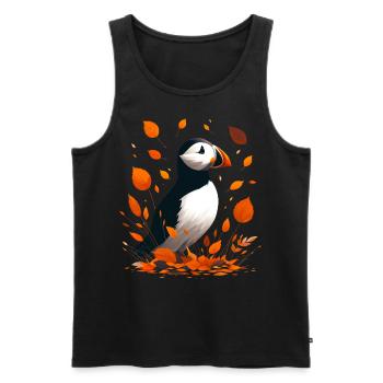 Puffins in autumn - Men's Premium Organic Tank Top - black - Front - Michal (187cm)