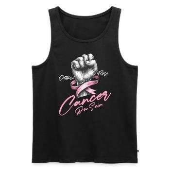 Poing de sensibilisation au cancer du sein et conception d’arc rose - Débardeur bio Premium Homme - noir - Devant - Michal (187cm)