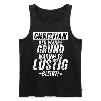 Christian Vorname Der wahre Grund Party Spaß - Männer Premium Bio Tank Top - Schwarz - Vorne - Michal (187cm)