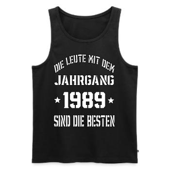 Die Leute mit dem Jahrgang 1989 - Männer Premium Bio Tank Top - Schwarz - Vorne - AI Model Male 178 light (178cm)