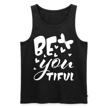 BE YOU - BEAUTIFUL - Sei du selbst - du bist toll - Männer Premium Bio Tank Top - Schwarz - Vorne - AI Model Male 178 light (178cm)