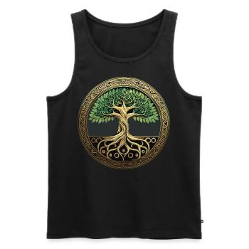 Baum des Lebens Wikinger Midgard Thor Walhalla - Männer Premium Bio Tank Top - Schwarz - Vorne - Michal (187cm)