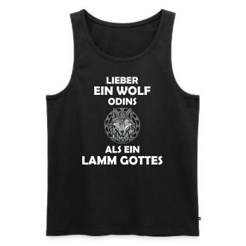 Walhalla Wolf Wölfe Odins Runen Nordischer Kompass - Männer Premium Bio Tank Top - Schwarz - Vorne - Michal (187cm)