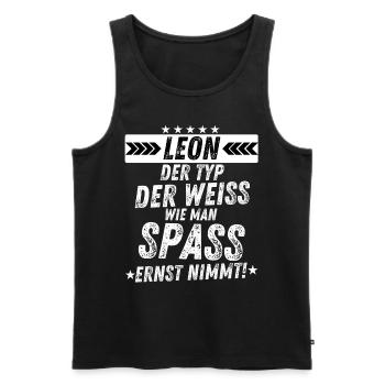 Leon Der Typ Spaß Geschenkidee für Männer Herren - Männer Premium Bio Tank Top - Schwarz - Vorne - Michal (187cm)