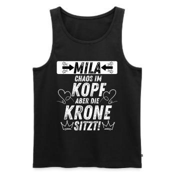 MIA Chaos Krone Frauen Empowerment Humor - Männer Premium Bio Tank Top - Schwarz - Vorne - Michal (187cm)