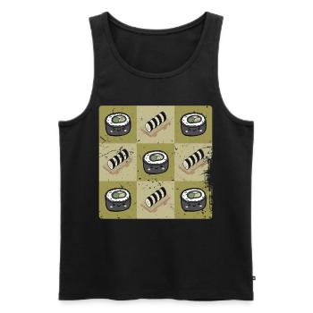 Cute Sushi Roll Faces Kawaii Art Anime Lovers - Men's Premium Organic Tank Top - black - Front - Michal (187cm)