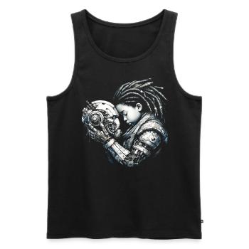 Girl+Robo - Men's Premium Organic Tank Top - black - Front - AI Model Male 178 light (178cm)