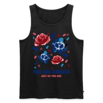 You Are Enough Just as You Are Floral Inspiration - Men's Premium Organic Tank Top - black - Front - AI Model Male 178 light (178cm)