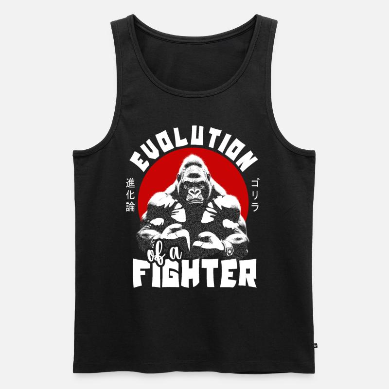 Evolution D’un Boxeur Combattant Gorille Singe Boxer - Débardeur bio Premium Homme - noir