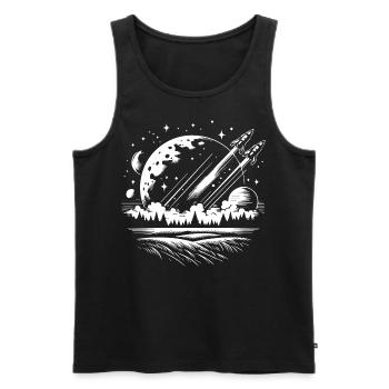 The Universe Space T-Shirt for Sci-Fi Fans - Men's Premium Organic Tank Top - black - Front - AI Model Male 178 light (178cm)