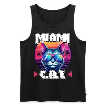 Miami Cat Retro Sunset with Cool Sunglasses Funny - Men's Premium Organic Tank Top - black - Front - Michal (187cm)