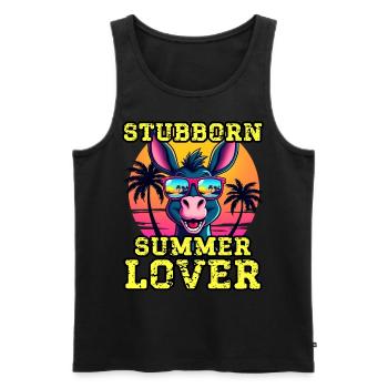 Stubborn Summer Lover Funny Donkey Retro Beach - Men's Premium Organic Tank Top - black - Front - Michal (187cm)