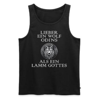 Walhalla Wolf Wölfe Odins Runen Nordischer Kompass - Männer Premium Bio Tank Top - Schwarz - Vorne - Michal (187cm)