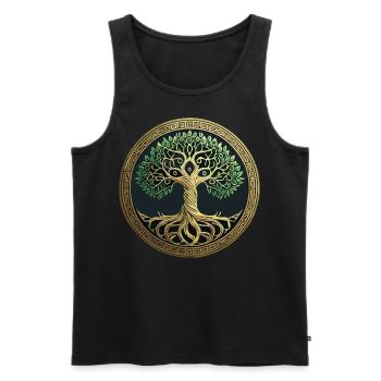 Arbre de Vie Viking Midgard Thor Valhalla - Débardeur bio Premium Homme - noir - Devant - AI Model Male 178 light (178cm)