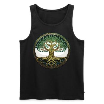 Arbre de Vie Viking Midgard Thor Valhalla - Débardeur bio Premium Homme - noir - Devant - AI Model Male 178 light (178cm)