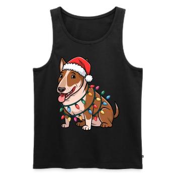 Bull Terrier Noël Lumières Noël Chiens Cadeaux - Débardeur bio Premium Homme - noir - Devant - Michal (187cm)