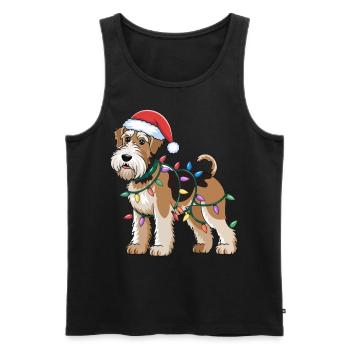Airedale Terrier Lumières de Noël Noël Chiens Cadeaux - Débardeur bio Premium Homme - noir - Devant - Michal (187cm)