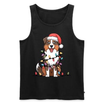 Berger Australien Noël Lumières Noël Chiens - Débardeur bio Premium Homme - noir - Devant - Michal (187cm)