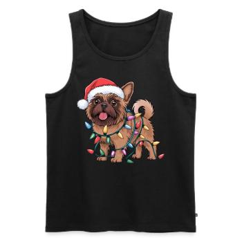 Bruxelles Griffon Noël Lumières Noël Chiens Cadeaux - Débardeur bio Premium Homme - noir - Devant - AI Model Male 178 light (178cm)