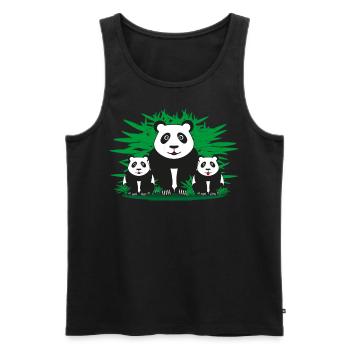 Lustige Panda Familie im Grünen. - Männer Premium Bio Tank Top - Schwarz - Vorne - Michal (187cm)