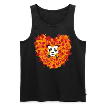 Süßer Panda mit Herz im Herbst. - Männer Premium Bio Tank Top - Schwarz - Vorne - Michal (187cm)