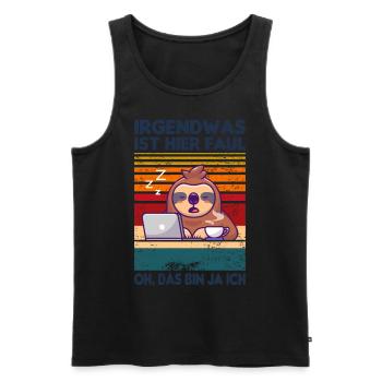 Irgendwas ist hier faul oh das bin ja ich | - Männer Premium Bio Tank Top - Schwarz - Vorne - AI Model Male 178 light (178cm)