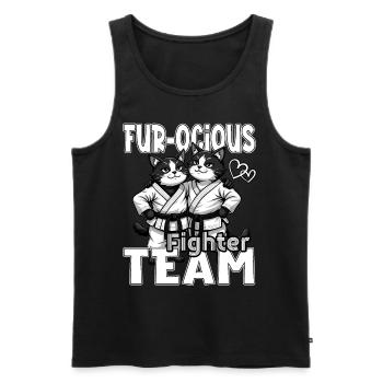 Fur-ocious Fighter Team Jiu Jitsu Cat Karate Lover - Débardeur bio Premium Homme - noir - Devant - AI Model Male 178 light (178cm)