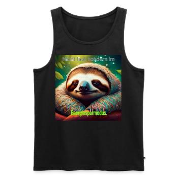 Nicht faul, sondern im Energiesparmodus - Männer Premium Bio Tank Top - Schwarz - Vorne - Michal (187cm)