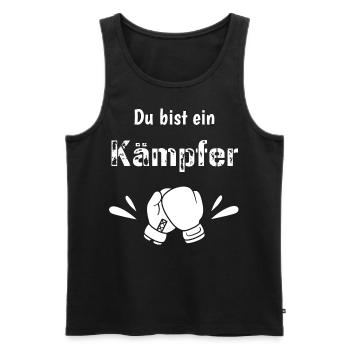 Du bist ein Kämpfer - Mut machen - Glücksbringer - Männer Premium Bio Tank Top - Schwarz - Vorne - AI Model Male 178 light (178cm)