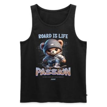 Planche, c’est la vie, Passion, Skateboard, Teddy - Débardeur bio Premium Homme - noir - Devant - Michal (187cm)