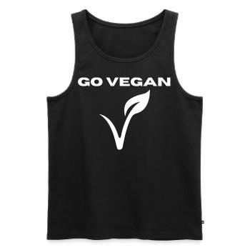 Go Vegan, T-shirt végétalien - Débardeur bio Premium Homme - noir - Devant - AI Model Male 178 light (178cm)
