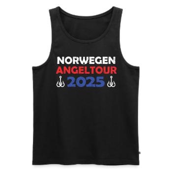 Norway Fishing Trip 2025 Fishing Trip Gift Idea - Men's Premium Organic Tank Top - black - Front - AI Model Male 178 light (178cm)
