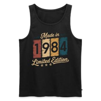 Vintage Made in 1984 Design - 40ème Anniversaire - Débardeur bio Premium Homme - noir - Devant - Michal (187cm)