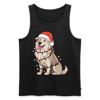 Great Pyrenees Christmas Lights Xmas Dogs Gifts - Men's Premium Organic Tank Top - black - Front - Michal (187cm)