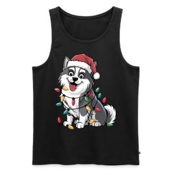 Eskimo Christmas Lights Xmas Dogs Gifts - Männer Premium Bio Tank Top - Schwarz - Vorne - AI Model Male 178 light (178cm)