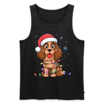 Cocker anglais Epagneul Noël Lumières de Noël Chiens - Débardeur bio Premium Homme - noir - Devant - Michal (187cm)