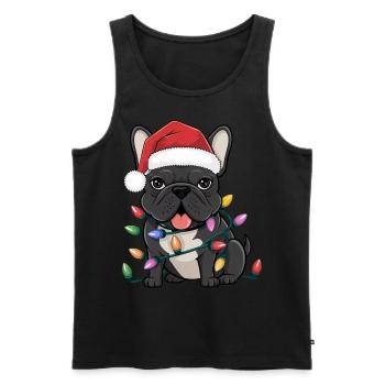 Bouledogue français Noël lumières Noël chiens m’offre - Débardeur bio Premium Homme - noir - Devant - Michal (187cm)