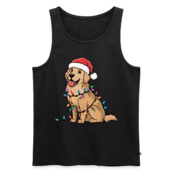 Golden Retriever Christmas Lights Xmas Dogs Gifts - Men's Premium Organic Tank Top - black - Front - Michal (187cm)