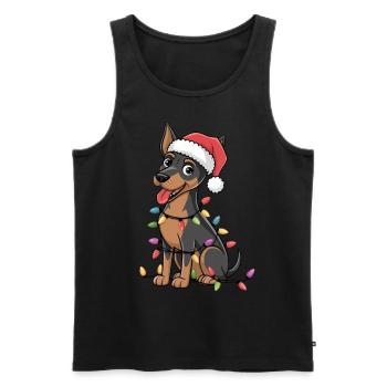 German Pinscher Christmas Lights Xmas Dogs Gifts - Männer Premium Bio Tank Top - Schwarz - Vorne - Michal (187cm)